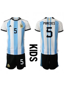 Argentina Leandro Paredes #5 Replika Hemmakläder Barn VM 2022 Kortärmad (+ byxor)